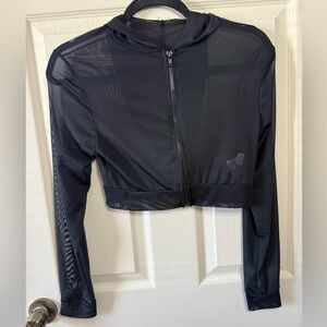 Fashion Nova Stayin’ Shady Black Mesh Coverup Jacket w/ Hood - Small - New!